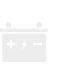 a white and black battery with lightning bolt and plus symbol