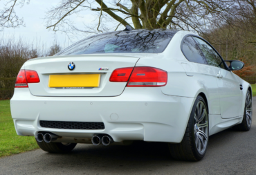 A white BMW car