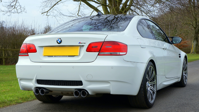 A white BMW car